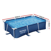 Bestway Swimming Pool 259x170x61cm Steel Frame Above Ground Pools 2300L