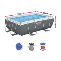 Swimming Pool 282x196x84cm Steel Frame Above Ground Pools Filter Pump 3662L