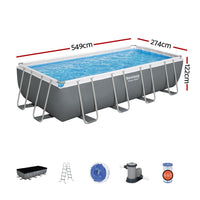 Swimming Pool 549x274x122cm Steel Frame Above Ground Pools Filter Pump Ladder 14812L