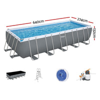 Swimming Pool 640x274x132cm Steel Frame Above Ground Pools Filter Pump Ladder 19281L