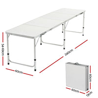 Weisshorn Folding Camping Table 240CM Portable Outdoor Picnic BBQ Aluminium Desk