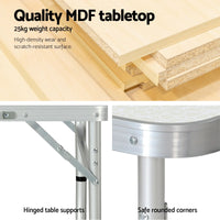 Weisshorn Folding Camping Table 60CM Adjustable Portable Outdoor Picnic Desk