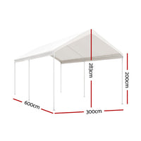 Carports 3x6m Carport Kits Steel Shelter Gazebo Canopy Garage Portable Garden Shed