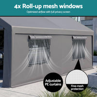 Instahut 3x6m Carports Canopy Tent Portable Garage Outdoor Steel Shelter Grey