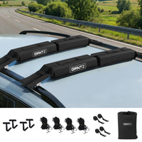 GIANTZ Kayak Roof Rack for Car, Universal Soft Roof Rack Pads for Surfboard SUP Canoe, Roof Bars for SUV Sedan without Side Rails, Portable Cross Bars with 4.5m Tie Down Straps & Ropes, 80kg Capacity