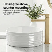 Cefito Bathroom Basin Vanity Sink Vessel Ceramic White Round Countertop 36cm