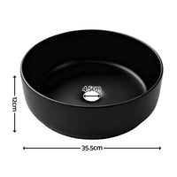 Cefito Bathroom Basin Ceramic Vanity Sink Vessel Bowl Wash Matte Black Round Countertop