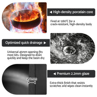 Cefito Bathroom Basin Ceramic Vanity Sink Vessel Bowl Wash Matte Black Round Countertop