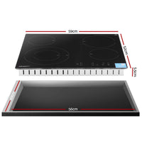 Devanti Ceramic Cooktop 5 Cooking Zone 4 Electric Hobs Touch Control 7600W Black