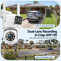 UL-Tech Wireless Security Camera Outdoor Indoor, 2.5K Dual Lens Pan Tilt, 4MP (2×2MP) IP Camera, Motion Detection, Auto-Tracking, Colour Night Vision, 2.4G WiFi, Two-Way Audio, Pet Baby Surveillance