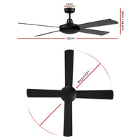 52'' Ceiling Fan AC Motor 4 Blades w/Remote - Black