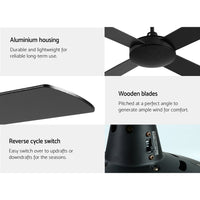 52'' Ceiling Fan AC Motor 4 Blades w/Remote - Black