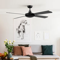 52'' Ceiling Fan AC Motor 4 Blades w/Remote - Black