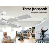 52'' Ceiling Fan AC Motor 4 Blades w/Remote - White