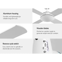 52'' Ceiling Fan AC Motor 4 Blades w/Remote - White