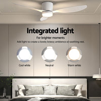 Devanti 52'' Ceiling Fan 3 Blades DC Motor w/Light w/Remote White