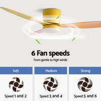 Devanti 52'' Ceiling Fan 3 Blades DC Motor w/Light w/Remote Yellow Pink Orange