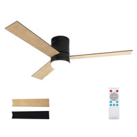 Devanti 52'' Ceiling Fan 3 Blades Double-sided DC Motor w/Light w/Remote Light Wood and bLack