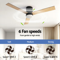 Devanti 52'' Ceiling Fan 3 Blades Double-sided DC Motor w/Light w/Remote Light Wood and bLack