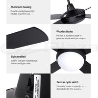 Devanti 52'' Ceiling Fan DC Motor w/Light w/Remote - Black