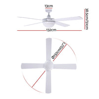 Devanti 52'' Ceiling Fan DC Motor w/Light w/Remote - White