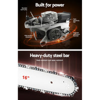 Giantz Chainsaw Petrol 45CC 16" Bar Commercial E-Start Pruning Chain Saw 1.7kW