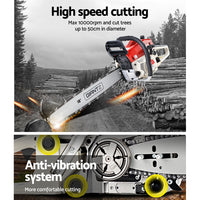 Giantz Chainsaw Petrol 75CC 18" Bar Commercial E-Start Pruning Chain Saw
