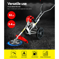 62cc Petrol Brush Cutter Whipper Saw Trimmer 2 Stroke 3-in-1 Wheel