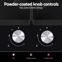Devanti Gas Cooktop 30cm 2 Burner Built-in Stove Glass Cook Top NG LPG Wok Burner