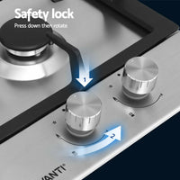 Devanti Gas Cooktop 30cm 2 Burner Silver