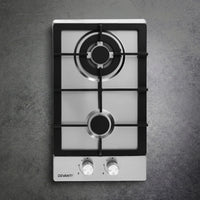 Devanti Gas Cooktop 30cm 2 Burner Silver