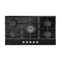 Devanti 90cm Gas Cooktop 5 Burner LPG NG Tempered Glass Hob Black