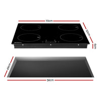 Electric Induction Cooktop 70cm Ceramic 4 Zones Stove Cook Top Hot Plate 7000W