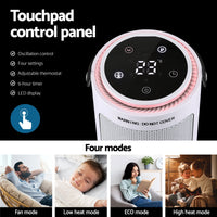 Devanti 2000W Ceramic Tower Heater Space Heaters Oscillating Indoor White