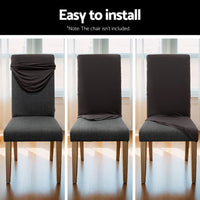 Dining Chair Covers 4x Slipcovers Spandex Stretch Banquet Party Dark Grey