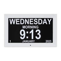 Artiss 10" Digital Day Clock Alarm Calendar Dementia Date Week Desk Clocks White