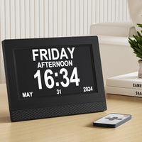 7" Digital Day Clock Calendar Alarm Black