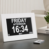 8" Digital Day Clock Calendar Alarm White