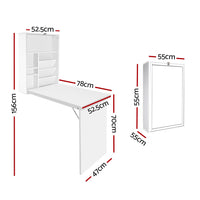 Computer Desk Bookshelf Wall Mount White