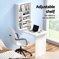 Computer Desk Bookshelf Wall Mount White