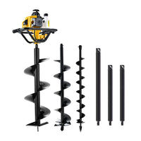 Giantz Post Hole Digger Petrol Motor Drill Extension Auger Bits Kits