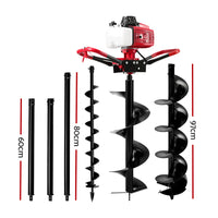 80CC Post Hole Digger Petrol Motor Drill Extension Auger Bits Kits