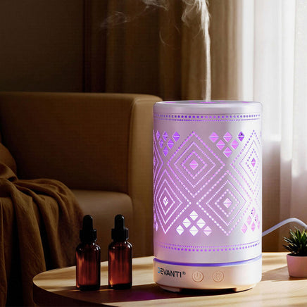Devanti Ultrasonic Aroma Diffuser Aromatherapy 100ml LED Lights Iron Humidifier Forest