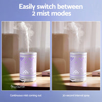 Devanti Ultrasonic Aroma Diffuser Aromatherapy 100ml LED Lights Iron Humidifier Forest- WH