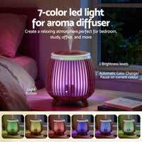 Devanti Ultrasonic Aroma Diffuser Aromatherapy 140ml LED Lights Iron Humidifier Forest Deep Wood
