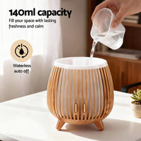 Devanti Ultrasonic Aroma Diffuser Aromatherapy 140ml LED Lights Iron Humidifier Forest Deep Wood