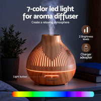Devanti Ultrasonic Aroma Diffuser Aromatherapy 400ml LED Lights Iron Humidifier Forest Light wood grain- YX134-LW