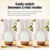 Devanti Ultrasonic Aroma Diffuser Aromatherapy 100ml LED Lights Iron Humidifier Forest- YX2009-LW