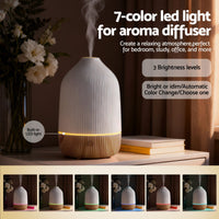 Devanti Ultrasonic Aroma Diffuser Aromatherapy 100ml LED Lights Iron Humidifier Forest- YX2009-LW