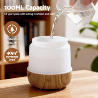 Devanti Ultrasonic Aroma Diffuser Aromatherapy 100ml LED Lights Iron Humidifier Forest- YX2009-LW